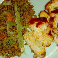 Breakfast: Jerk Salmon b Bulgur Rice 
 #breakfast #eat #foodporn|jasmineさん