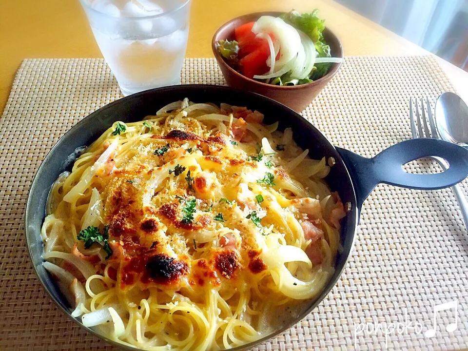 焼きクリームパスタ|ポンポコたまこさん