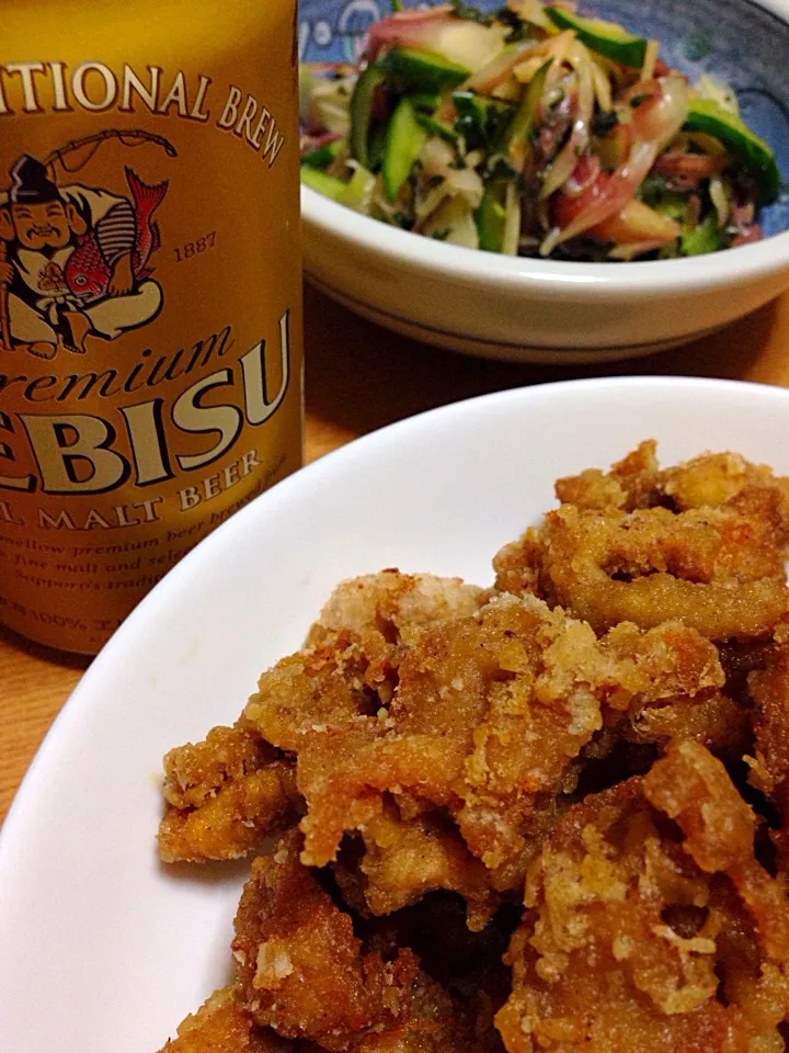 鶏皮のカレーから揚げ|カザラさん