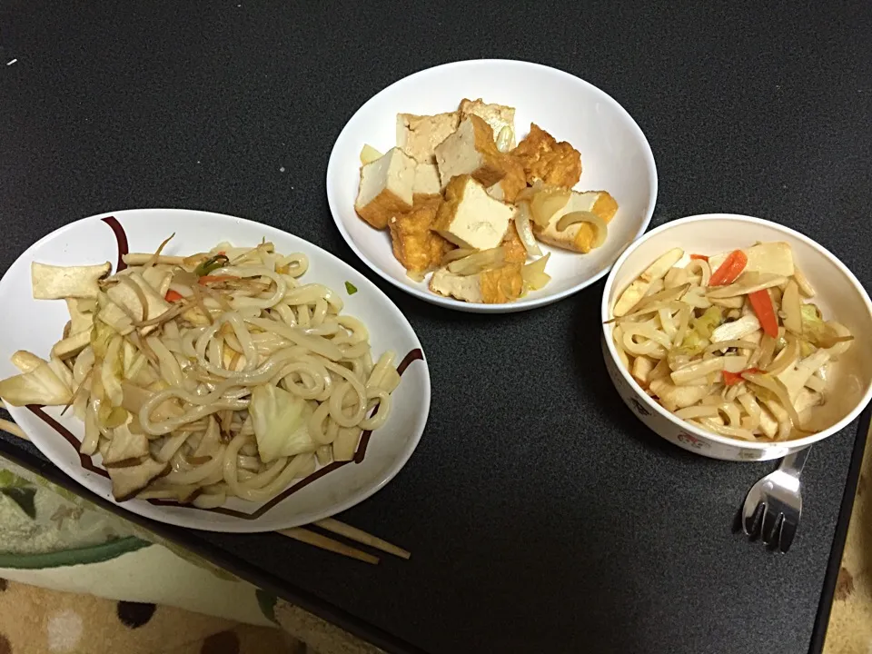 焼うどん・厚揚げ|うるしちかさん