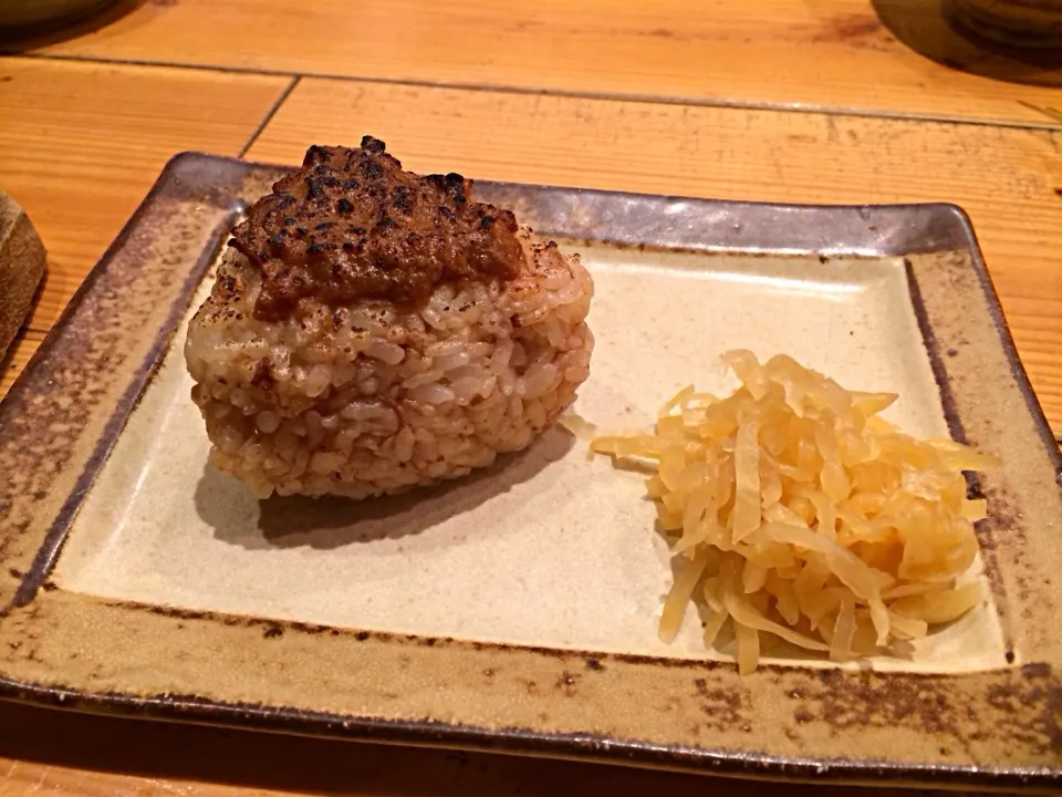 Snapdishの料理写真:Grilled Onigiri with miso topping|Jessieさん