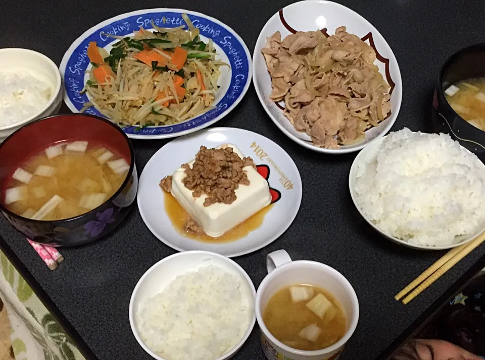 生姜焼き・野菜炒め・肉のせ豆腐|うるしちかさん