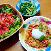 Snapdishの料理写真:トマト温玉🍝|ikuさん