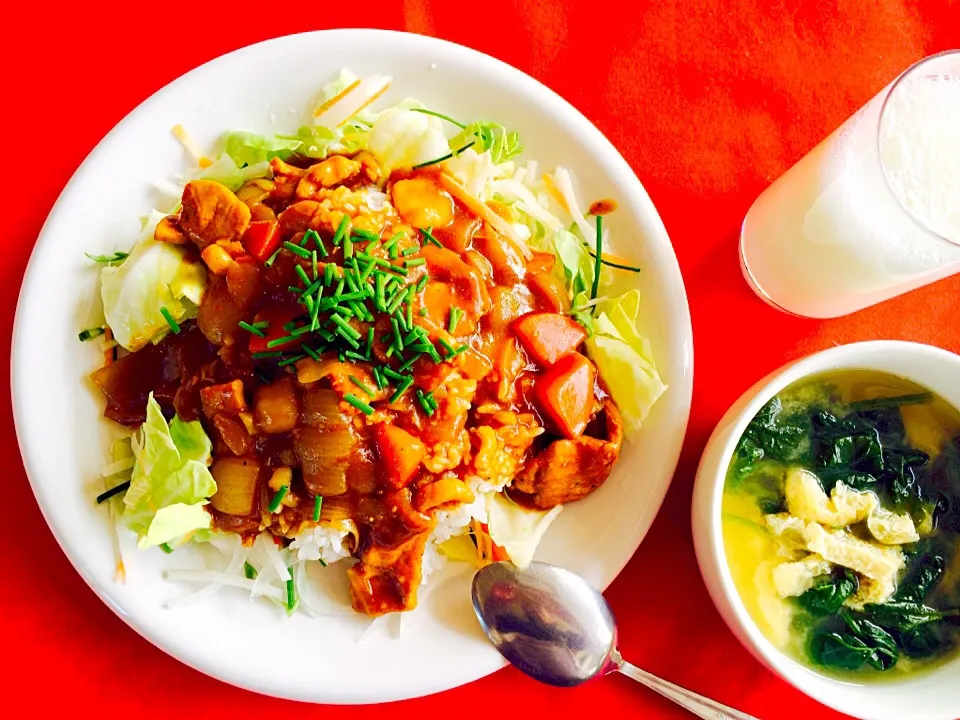 朝ごはんは勝負飯^_^✌️サラダカレー^_^🎶☀️大盛りになっちゃた（笑）完食^_^🎶👍💓|はみちゃんさん