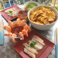 Ceviche, shrimp cocktail, homemade guacamole