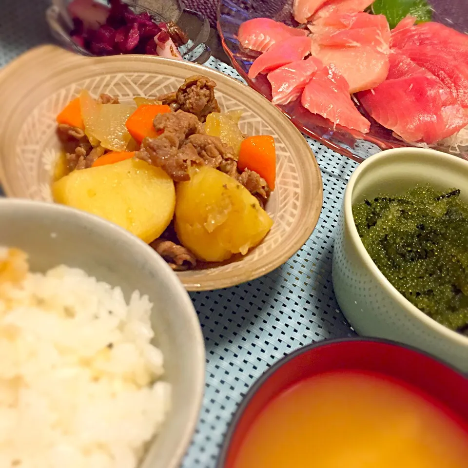 Snapdishの料理写真:肉じゃがと大根の紫蘇漬け和え|𝕜𝕪𝟙𝟘𝟚𝟘𝟙𝟠さん