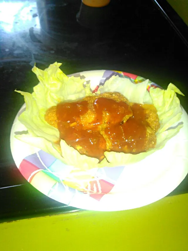 lettuce, fake chicken, and fire Sauce taco|Jack Polandさん