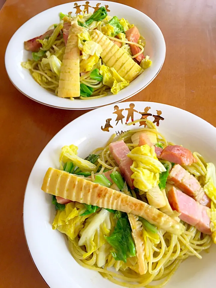 竹の子と春キャベツのバシル風味のパスタ|Miki (^_−)−☆さん