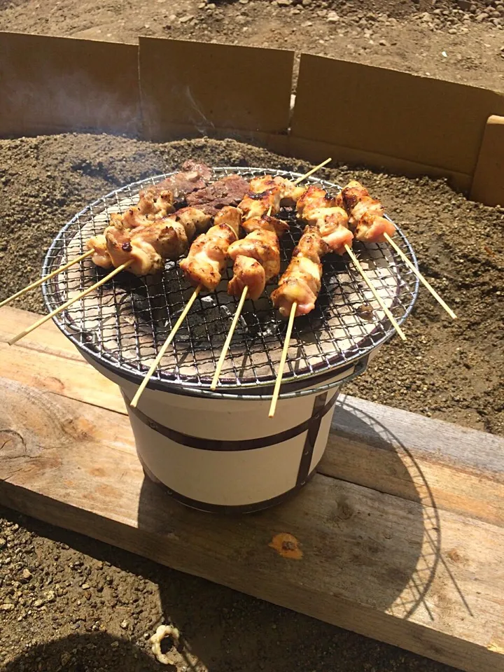 Snapdishの料理写真:七輪で手作り焼き鳥|mmmさん