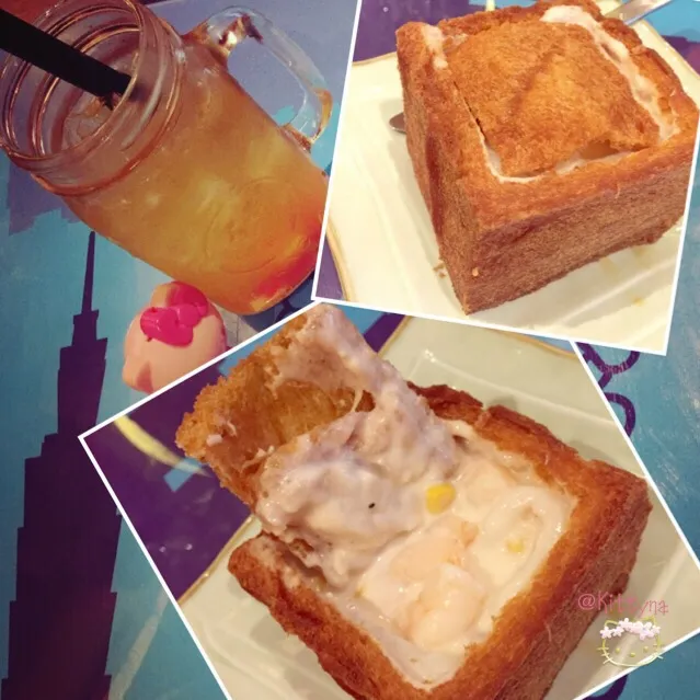 🍹Iced Yuzu Green Tea🍀Tainan CoffinToast🍤🐟🌿🍞|🎀Kittyna🌸さん