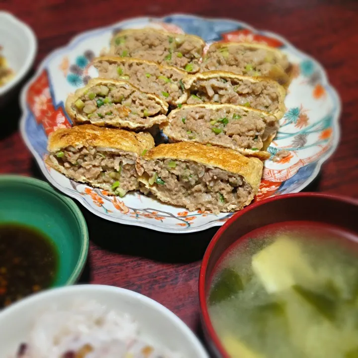 油揚げの挽き肉包み焼き|ともえさん