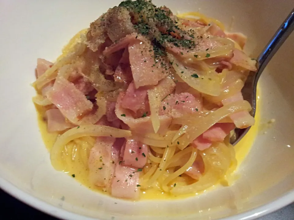 夜食丼カルボナーラ☆|けんさん