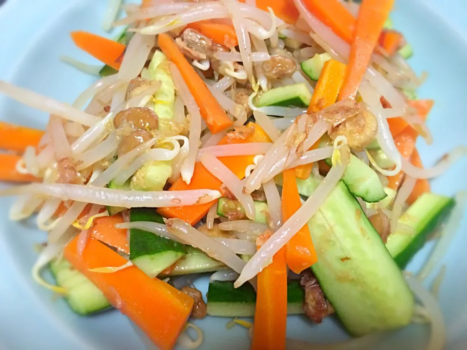 生野菜と茹で野菜の鰹節納豆生姜和え|gekoさん