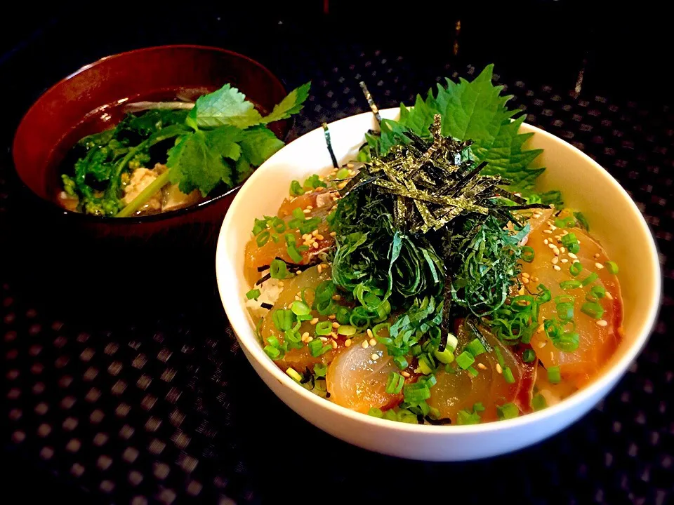 マダイのヅケ丼&アラ汁|のりさん