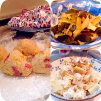 ♡桜塩漬けと生筍炊込みご飯♡昆布、姫皮の佃煮♡子どもの日があったので、簡単ちまき風醤油おにぎり♪♪♪|emiko hayashiさん