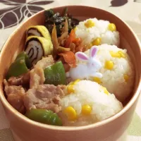 とうもろこし塩麹おにぎりのお弁当|ごりらさん