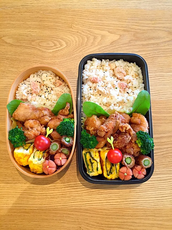 Snapdishの料理写真:唐揚げ＊親子弁当♪|hiromiさん