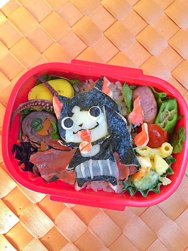 息子弁当🎵 妖怪ウォッチ ガブニャン！ ドラキュラ化したジバニャンです◥(ฅº￦ºฅ)◤|Snow10さん