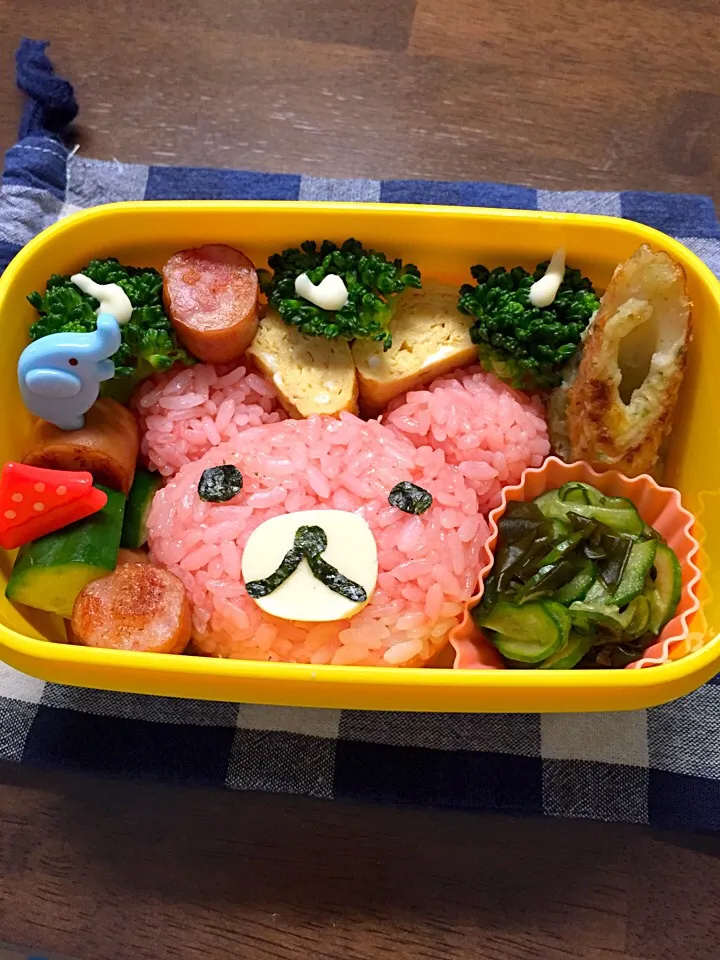 Snapdishの料理写真:耳を大きくしてしまいブタさんにならなかったのでクマさんにしたお弁当|kiicoさん