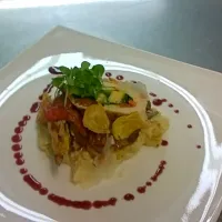 primavera Stuff chicken caccitore whit ártichoque pure and crispy ártichoque chips|Mariano Gardaさん