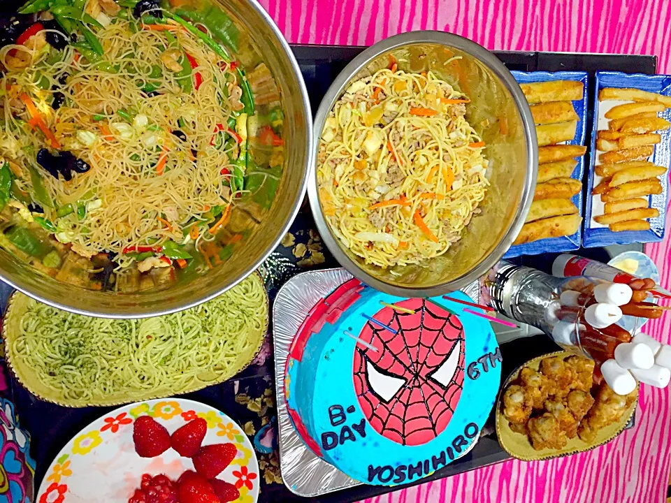 #luto ni  je# my own recipe pasta#yakibihon# pastel brazilian pasta# lupia shanghai#fried chicken# French fries😋#hotdogs w/marshmallows #spider man caramel cake|alvaranjerikaさん