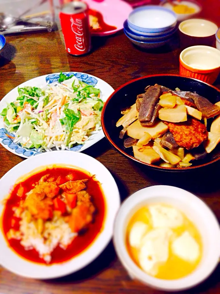 サラダ、煮物、ハヤシライス、豆腐スープ❤️♪|みかりんりんりんさん