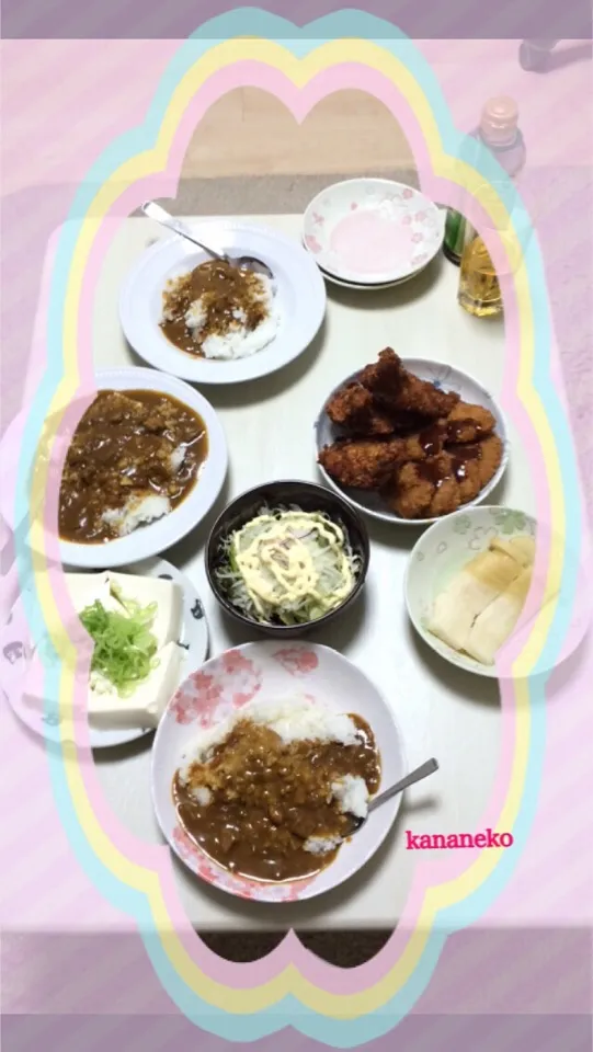 今夜の夕食！  私のカレーライスは 納豆入り！メチャクチャ美味しい（≧∇≦） (2015.05.09,19:45)|かなさん