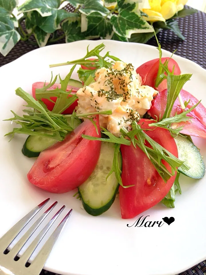 楽旨💗レンジでタルタルソース〜和風味〜で食べる美肌サラダ✨|Mariさん