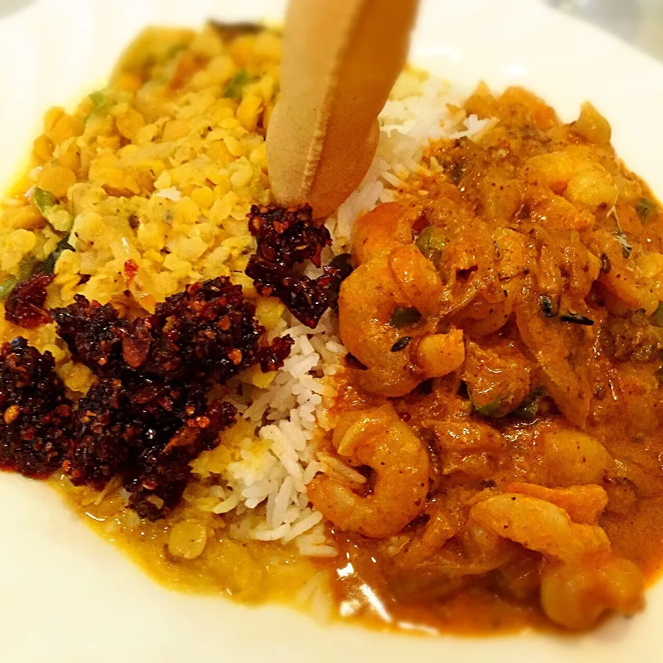 エビカレー＋豆カレー バスマティライス|keyhunterさん