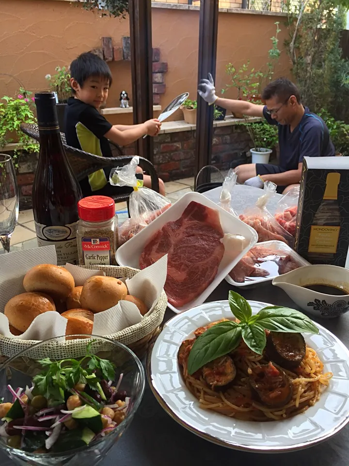 お庭でBBQ🍝|みなさん