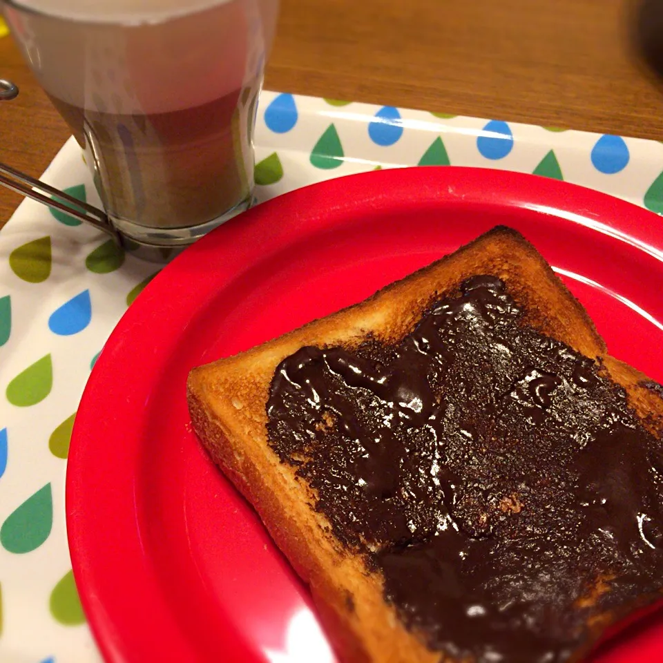 チョコクリームトースト カフェラテ|さるさん