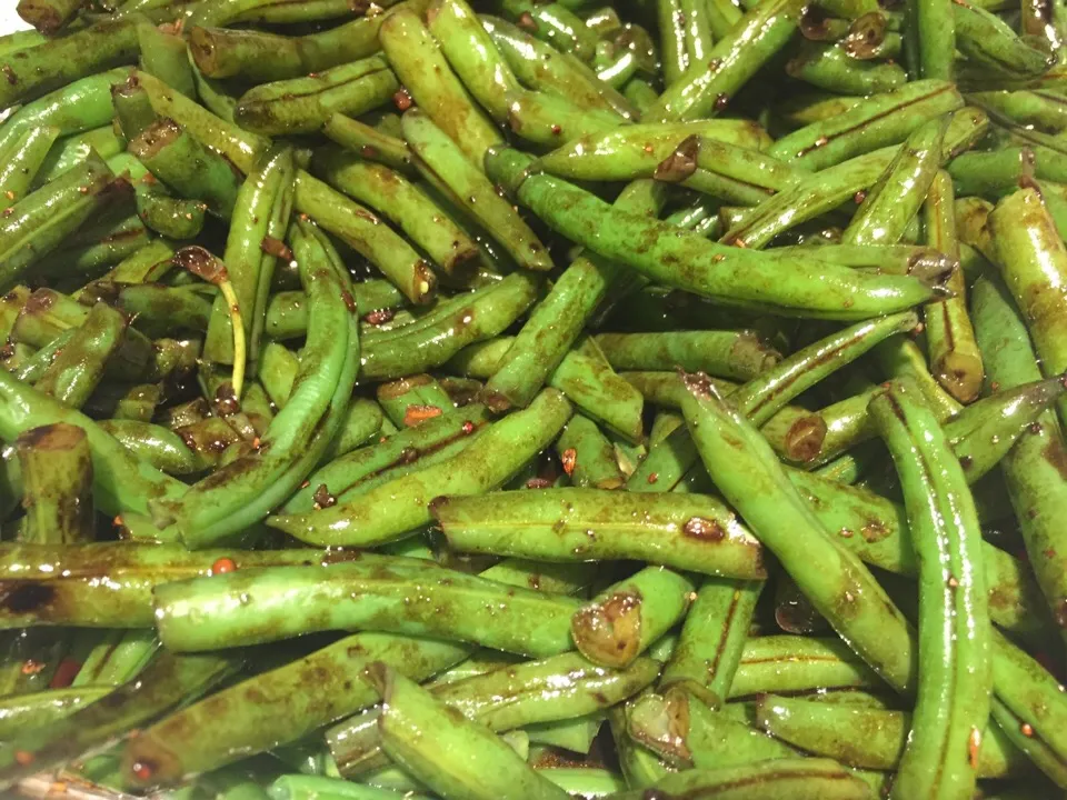 Steamed string beans with a balsamic mango glaze|Dara Braddockさん