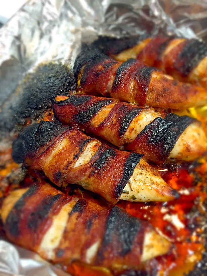 Snapdishの料理写真:Bacon wrapped chicken breast tenderloin.鶏ささみのベーコン巻きオーブン焼き。|Sayaka Jinsenji Huletteさん