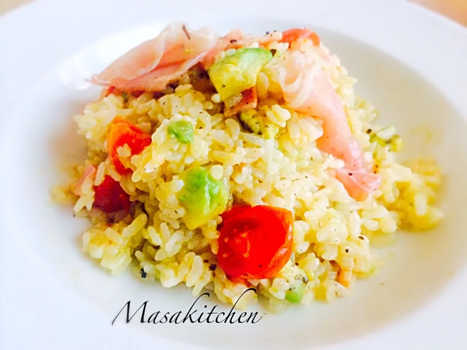 Raw ham,avocado&tomato risotto|Masakiさん