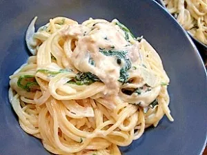 のんびりくまこさんの牛乳で作る！ほうれん草とツナのクリームパスタ|楽天レシピさん