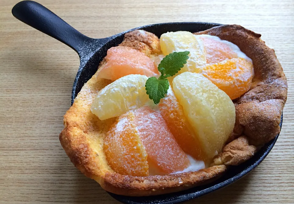 くららさんの料理 ドイツ風パンケーキ ダッチベイビー🇩🇪  柑橘もりもり編|ぷにさんさん