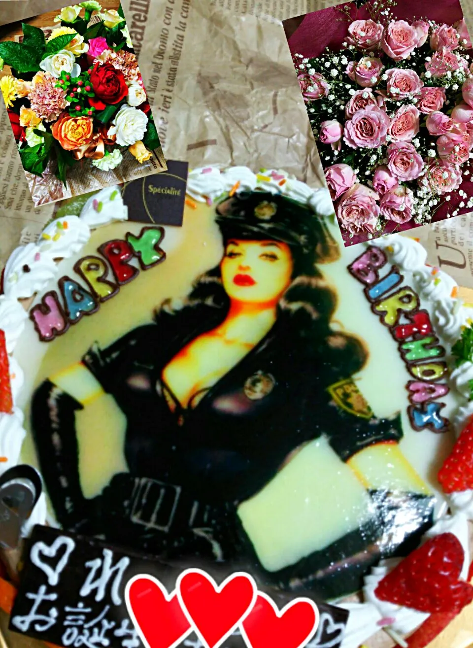 Snapdishの料理写真:Happy  birthday  cake～🎵今回も派手(笑)😅
Bettie   Page  べティ・ペイジ|☆Yumi☆さん