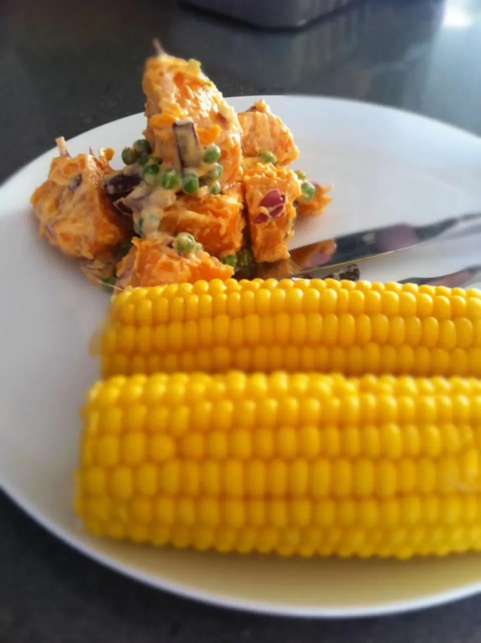 Vegetarian dinner - Corn and sweet potato salad|🍓Jolejo🍓さん