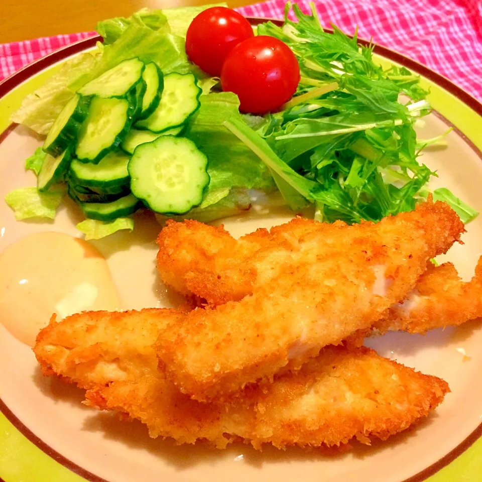 ササミフライで夕食🍚🍚|かずみさん