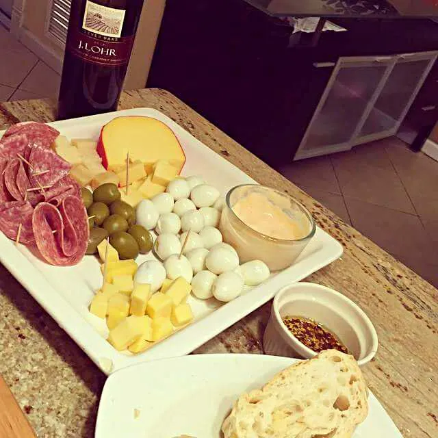 meat cheese olives quail eggs movie night platter|CHUENCHAIさん