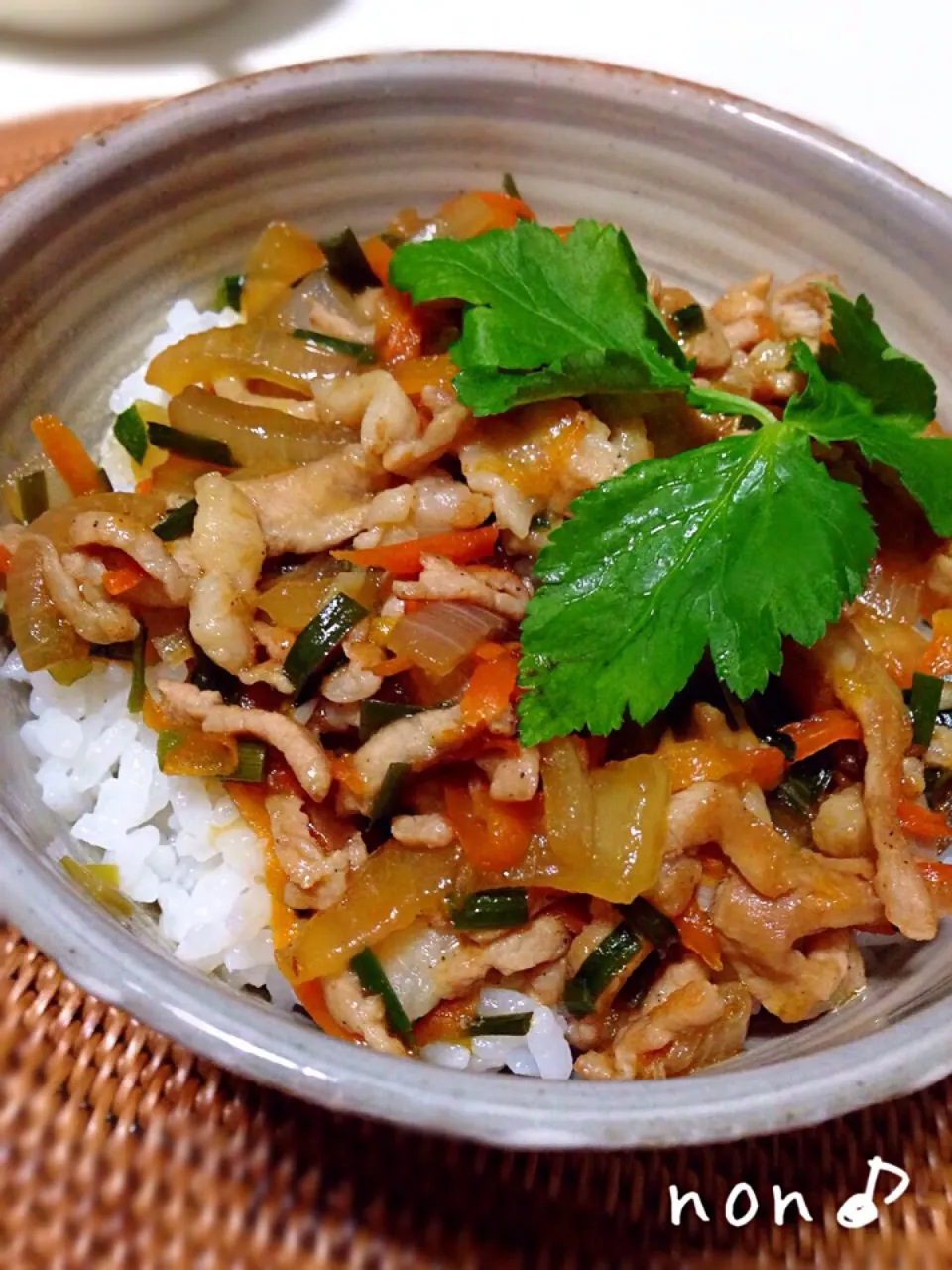 豚肉と野菜の甘醤油煮丼|nonさん