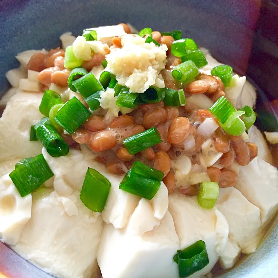 納豆と豆腐のぶっかけ丼|カウンター嬢さん