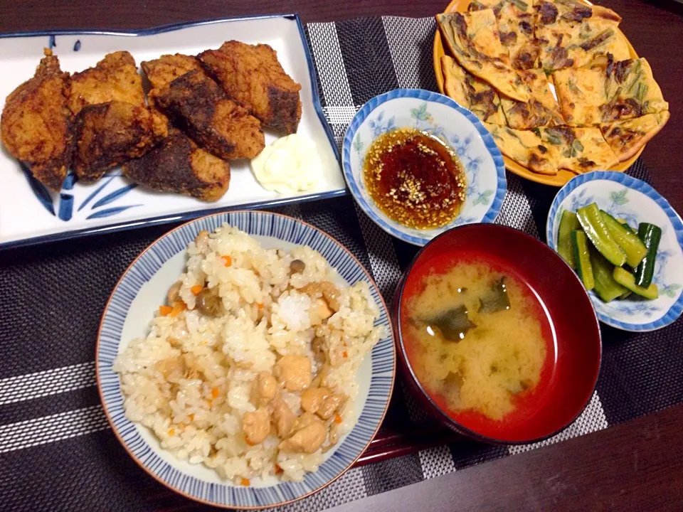 ぶり竜田揚げ 混ぜ御飯 ちぢみ|ぶぅちゃんみさん