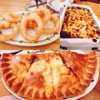 Snapdishの料理写真:JUMBO Puff Pizza||Super Deluxe//Bake Spinach&Onion Rings|Prapapornさん