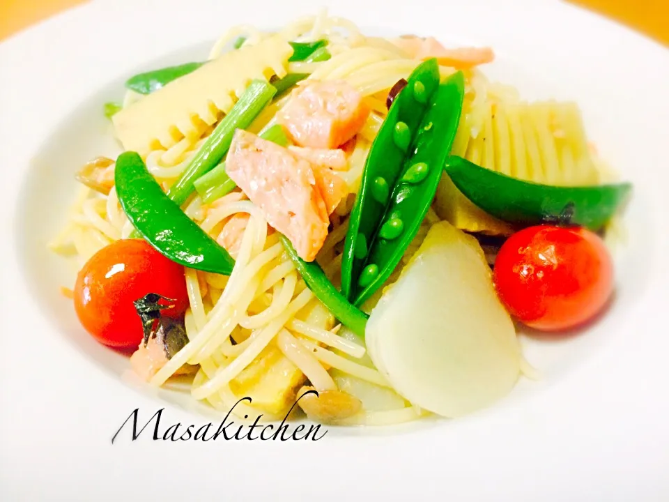 Salmon&vegetables aglio, olio e peperoncino|Masakiさん