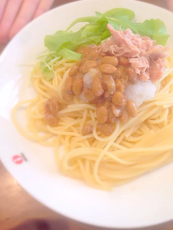 Snapdishの料理写真:お昼は納豆ツナおろしパスタ、いただきまーす♪|ASuzukiさん