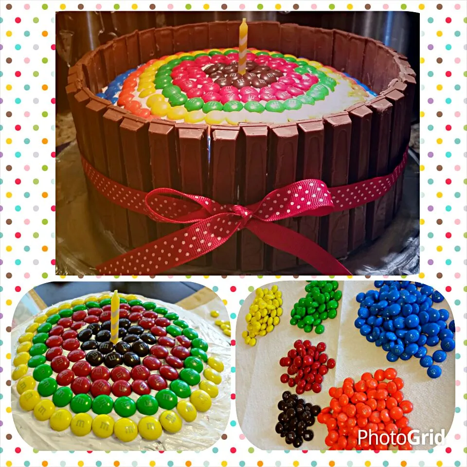 Baked this Kit Kat & M&M birthday cake for tonight's birthday potluck!|Jihollandさん