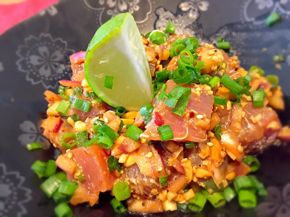 Ahi Poke.Hawaiian style tuna tartar.ハワイスタイルのマグロのタルタル。|Sayaka Jinsenji Huletteさん