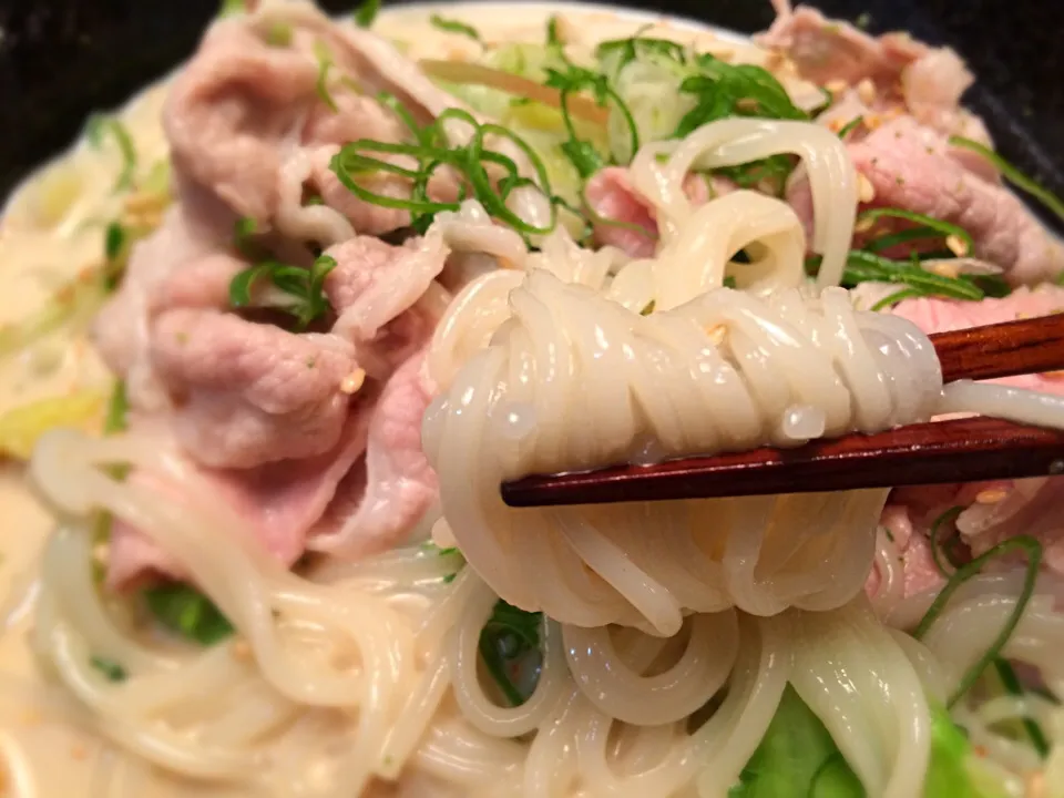 Snapdishの料理写真:豚しゃぶ豆乳胡麻汁そうめん5|半田手延べそうめんの店 阿波や壱兆さん