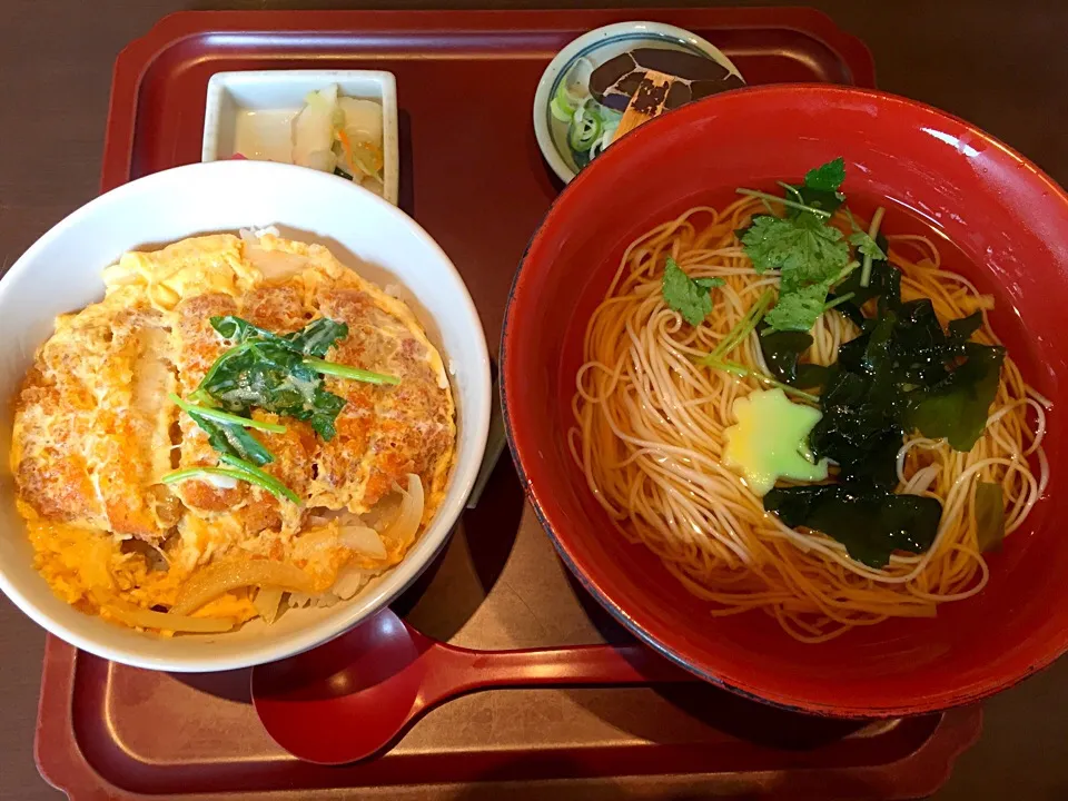 カツ丼和盆(カツ丼＋にゅうめん)|あつしさん